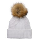 Women's Ribbed Furry Pom Pom Hat