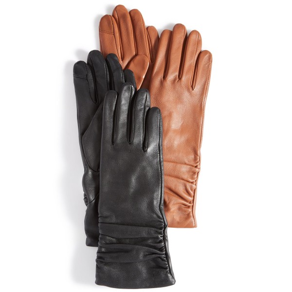 Women's Ruched Leather Gloves