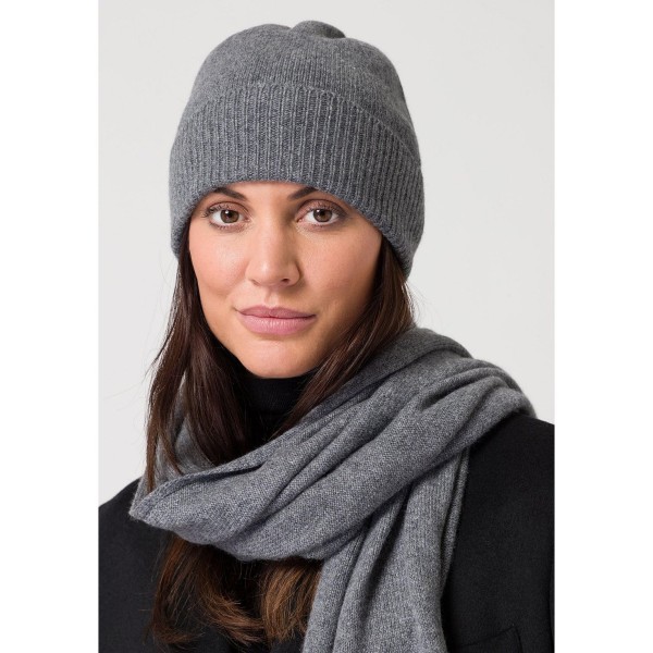 100% Pure Cashmere Women's Ribbed Cuff Beanie