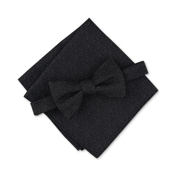 Men's Mini-Print Bow Tie & Pocket Square Set