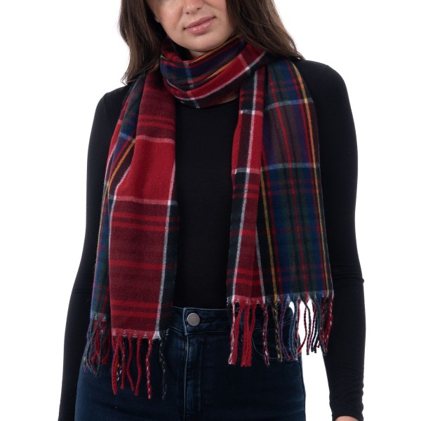 Women's Soft Plaid Fringe-Trim Scarf